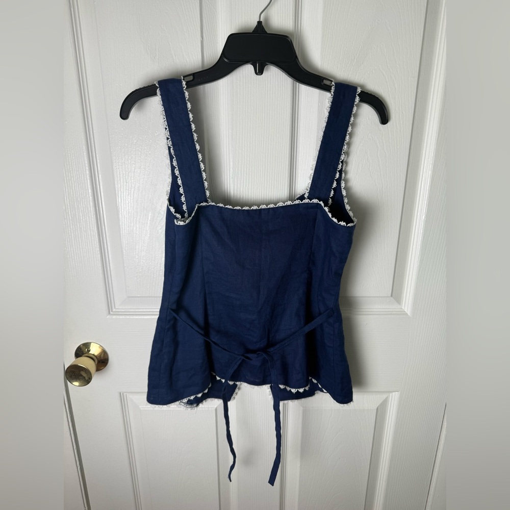 Reformation Viola Linen Top in Danube Blue 8 - Picture 4 of 7